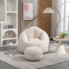 Bedding Bean Bag Sofa Chair High Pressure Foam Bean Bag Chair Adult Material With Padded Foam Padding Compressed Bean Bag With Footrest - Beige - Image 4