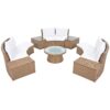 10 Piece Outdoor Sectional Half Round Patio Rattan Sofa Set, Wicker Conversation Furniture Set For Free Combination - White - Image 10