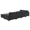 U Shaped Sectional Sofa 6 Seat Couch Set With Oversized Ottoman, Hidden Armrest Storage And Cup Holders USB Charging Ports Wide Seat Sofa - Black - Image 8