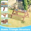 3-In-1 Kids Outdoor Wooden Picnic Table With Umbrella, Convertible Sand & Water, ASTM & CPSIA Certification - Natural Wood - Image 6