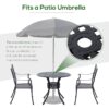 Outsunny - 33" Patio Dining Table Round Cast Aluminium Outdoor Bistro Table With Umbrella Hole - Black - Image 6