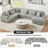 Oversized Sectional Sofa U - Shaped Sofa Couch Modern Sofa Upholstered In Soft Corduroy With A Chaise Lounge For Living Room - Gray - Image 11
