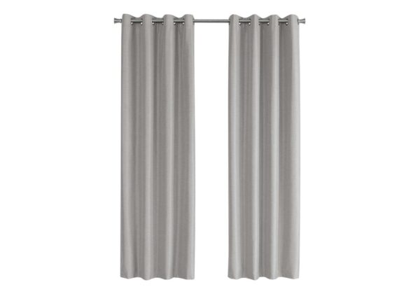 2 Pieces Set, Curtain Panel, 100% Blackout, Grommet, Contemporary & Modern - Silver