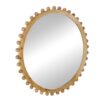 Wood Round Mirror With Beaded Frame, Circle Wall Mirror For Living Room Bedroom Entryway - Brown - Image 9