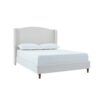 Hannah - Queen Upholstered Wingback Bed Size, Tall Headboard Upholstered Queen Bed, Premium Textured Canvas Chenille Look, Minimalist Designs, No Box Spring Needed - Ivory - Image 13