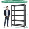 Heavy Duty 5 Tier Adjustable Metal Mesh Storage Rack With 2000 Lbs Capacity - Brushed Nickel - Image 3