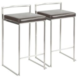 Fuji - Contemporary, Stackable Counter Stool (Set of 2) - Brown