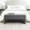 Modern Bed End Bench With Storage, Upholstered Large Foot Rest Stool, Comfy Window Vanity Bench For Living Room, Dorm, Coffee Table, Linen - Dark Gray - Image 5