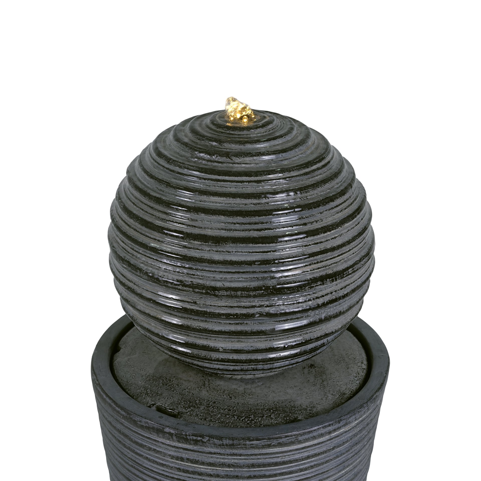 31.5" Tall Striped Column Fountain With LED Light Design For Outdoor Spaces - Gray - Image 9