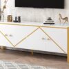 Modern Minimalist TV Stand For TVs Up To 75", Entertainment Center Media Console Cabinet With 2 Spacious Cabinets For Living Room - White - Image 3