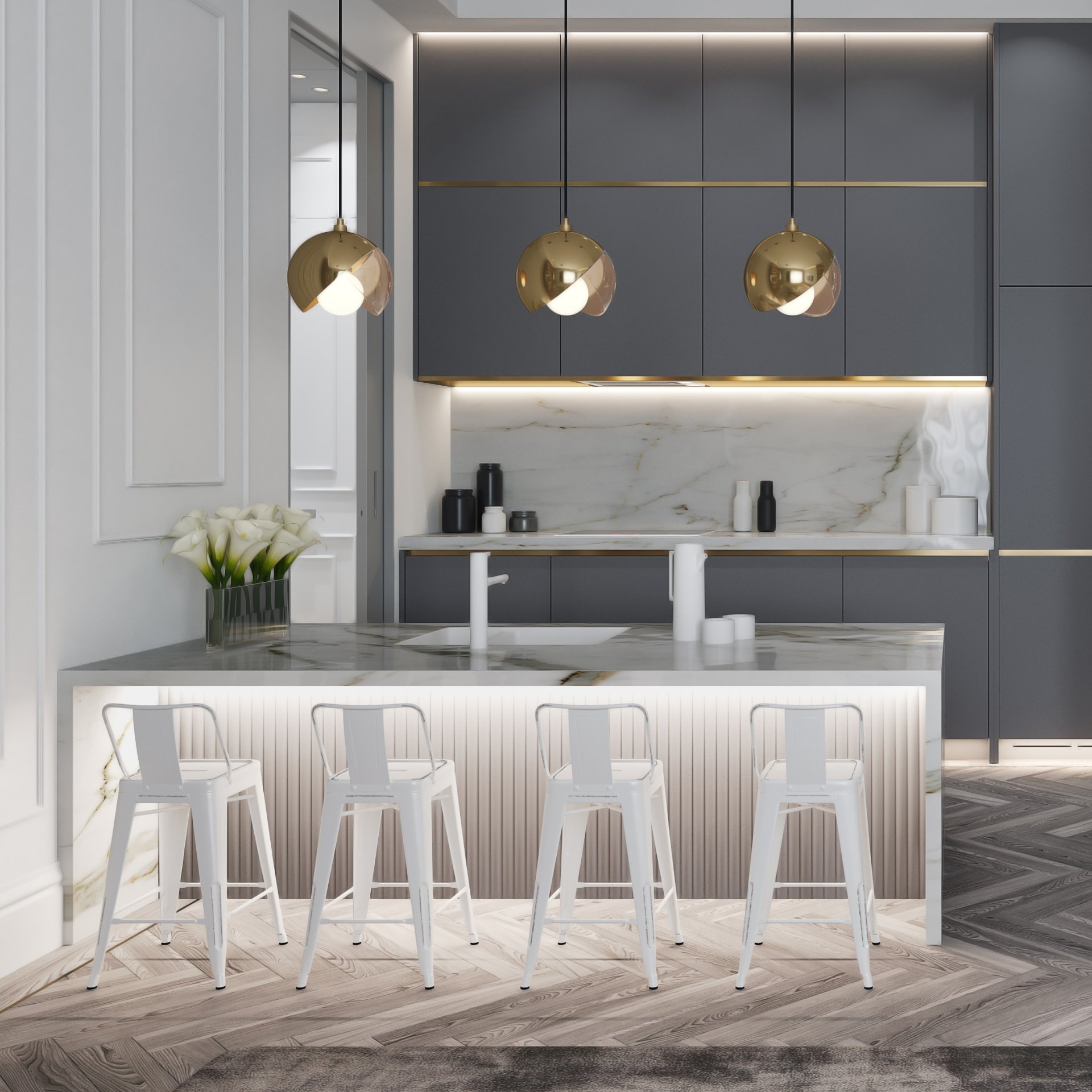 Rayne - Metal Counter Height Stool (Set of 2) - Distressed White - Image 8