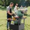 Outdoor Grill Table For Big Egg Style Bbq Metal Grill Cart With 2 Folding Panels Metal - Black - Image 6