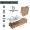 Modern Wall Mounted Bathroom Vanity With Resin Sink And 2 Side Cabinet, Imitative , Construction - Imitative Oak - Image 8