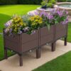 Raised Garden Beds Outdoor, Polypropylene Planter Boxes Outdoor For Vegetables, Flowers, Herbs, Garden Box With Drain Outlet, Heat And Frost Resistant Planters - Black / Brown - Image 9