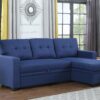 Upholstered Pull Out Sectional Sofa With Chaise - Blue - Image 12