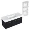 Modern Style 48" Wall Mounted Bathroom Vanity With Thick Edged Resin Basin And Storage Rack Plywood - Black Chestnut - Image 12
