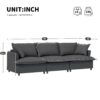 3 Seat Sofa Module For Modular Sectional Wide Seat Cloud Couch With Throw Pillows Upholstered - Gray - Image 2