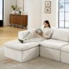 Modern Minimalist Cloud Sectional Couch With Comfy Chaise, U Shaped Modular Sofa - Beige - Image 6