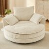 Accent Barrel Chair 360° Swivel Sofa Chair With Dual Layer Cushion And 3 Removable Pillows Corduroy - Beige - Image 9