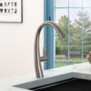 Kitchen Faucet With Pull Out Spray, Stainless Steel, 16" Height - Brushed Nickel - Image 2