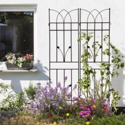 2 Pack Metal Garden Trellis Rustproof For Climbing Plants Outdoor Flower Support - Black