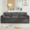 Cozy Upholstered 3 Seater Sofa Oversized Comfy Cloud Sofa Double Cushion 3 Seater Sofa Plush Cushion Sofa Couch For Living Room - Gray - Image 8