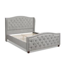 Fontana - Queen Wingback Upholstered Platform Bed Frame - Silver Gray