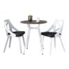 Clara Charlotte - 3 Piece Round Dinette Set With Rounded Top - White / Charcoal - Image 2