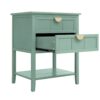 2 Drawer Side Table, American Style, End Table, Suitable For Bedroom, Living Room, Study - Light Green - Image 13