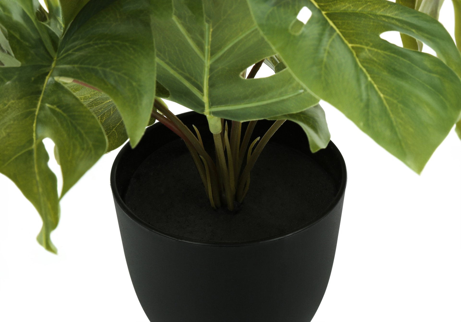13" Tall, Artificial Plant, Monstera Calthea, Indoor, Faux, Fake, Table, Greenery, Potted, Decorative (Set of 2) - Green / Black - Image 6
