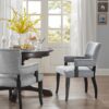 Contemporary Arm Dining Chair With Nailhead Trim - Gray / Black Noir - Image 2