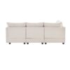 Modern Sectional Sofa With Vertical Stripes, 2 Pillows, 5 Seat Couch With Convertible Ottoman, Various Combinations, L-Shape Indoor Furniture - Beige - Image 5