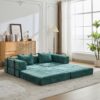 Convertible Floor Sofa Bed With Fixed Shape Frame, Loveseats Boneless Modular Sectional, For Living Room - Dark Green - Image 5