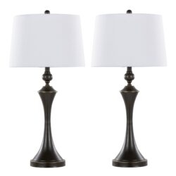 Flint - Contemporary Table Lamp Built In USB Port (Set of 2) - Oil Rubbed Bronze - White
