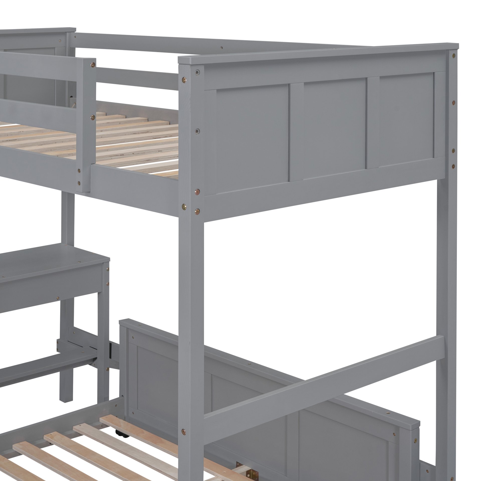 Twin Over Full Bunk Bed With Desk - Gray - Image 12