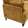 Modern Style Chenille 2 Seater Sofa With LED Light, USB Port & Storage Bag, Rubber Wood Legs - Mustard Yellow - Image 18