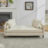 Chenille Upholstered Chaise Lounge With Nailheads, Sleeper Sofa Couch With 4 Throw Pillows & 2 Bolsters, Daybed With Rubberwood Legs - Beige - Image 5