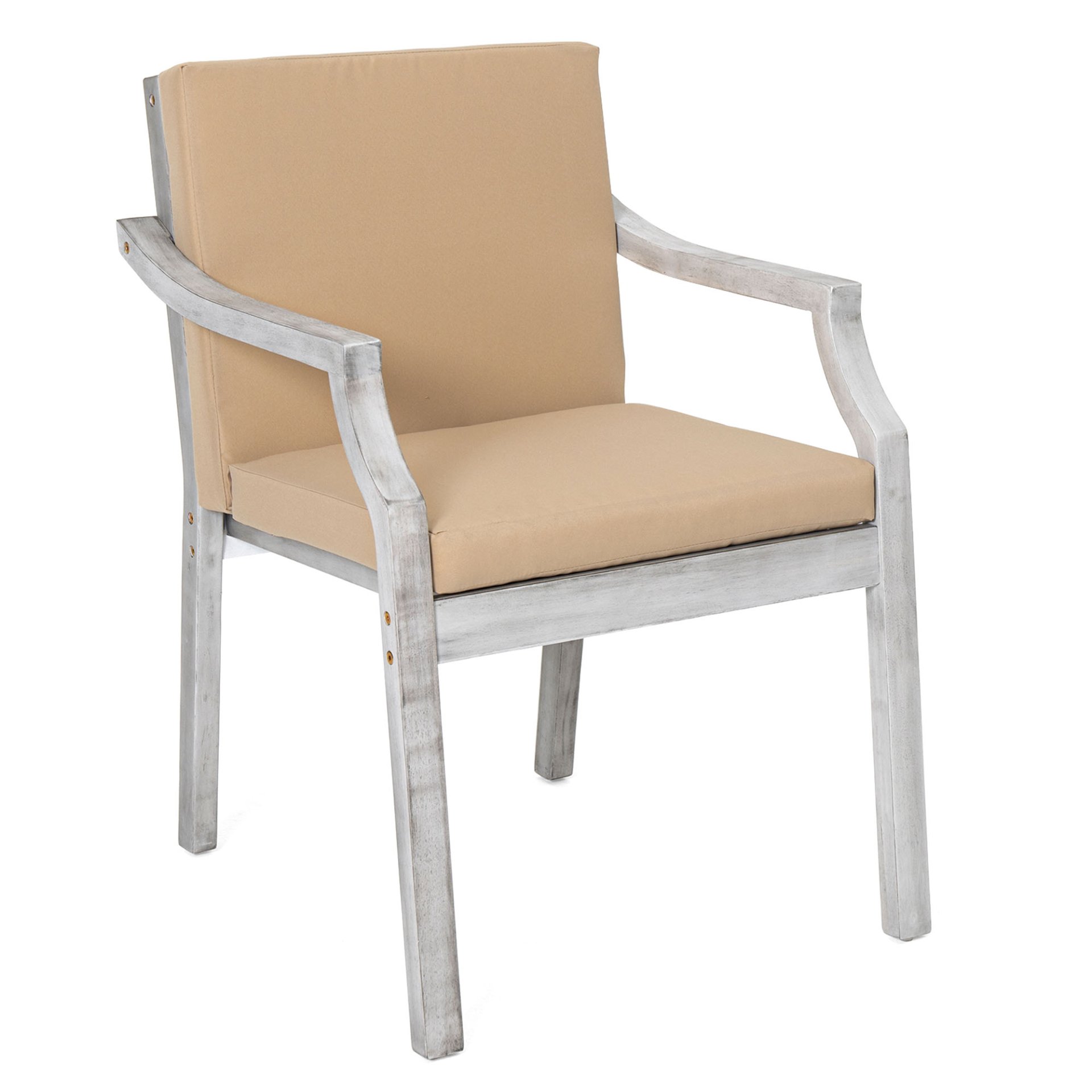 6 Person Outdoor Wooden Dining Set With Umbrella Hole And Removable Cushions For Patio - Gray - Image 18