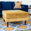Amber - Square Upholstered Ottoman Velvet - Yellow - Image 7