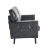 Mid Century Modern Loveseat Sofa, 2 Seater With USB & Removable Pillow Cover - Black - Image 21
