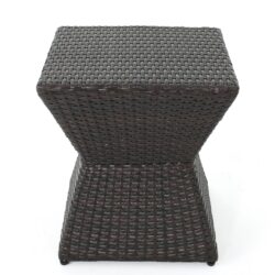 Outdoor Wicker End Table - Brown Multi
