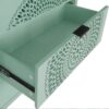 3 Drawer Storage Cabinet With Hollow Carved Design And Metal Handles, Chest For Entryway, Living Room Or Bedroom - Light Green - Image 15
