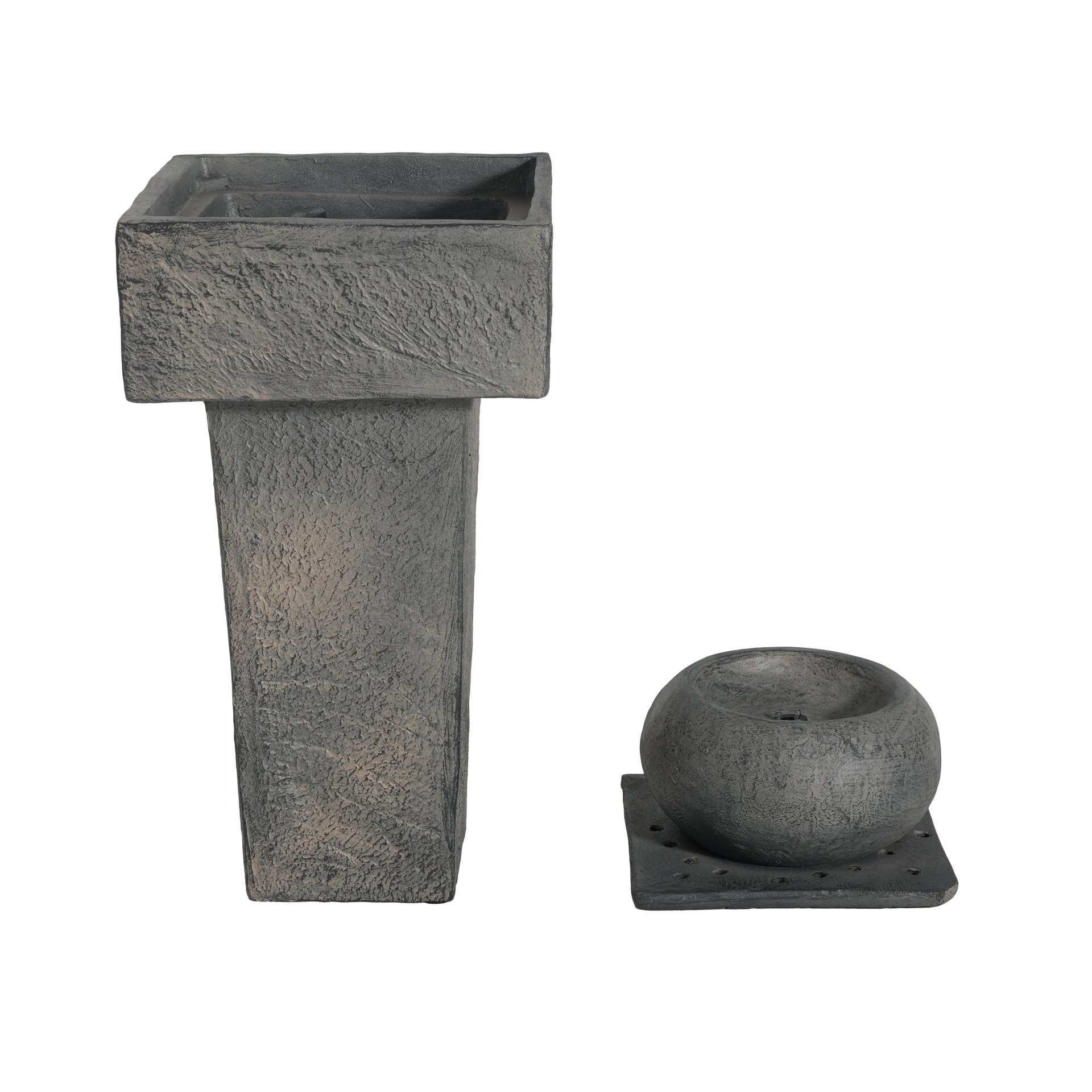 Minimalist Column Fountain With LED Lighting, Outdoor Decor For Patio, Porch And Garden - Gray - Image 8