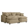 Corduroy 2 Seater Sofa With Ottoman Corduroy Modern Style Comfortable For Small Living Spaces - Tan - Image 13