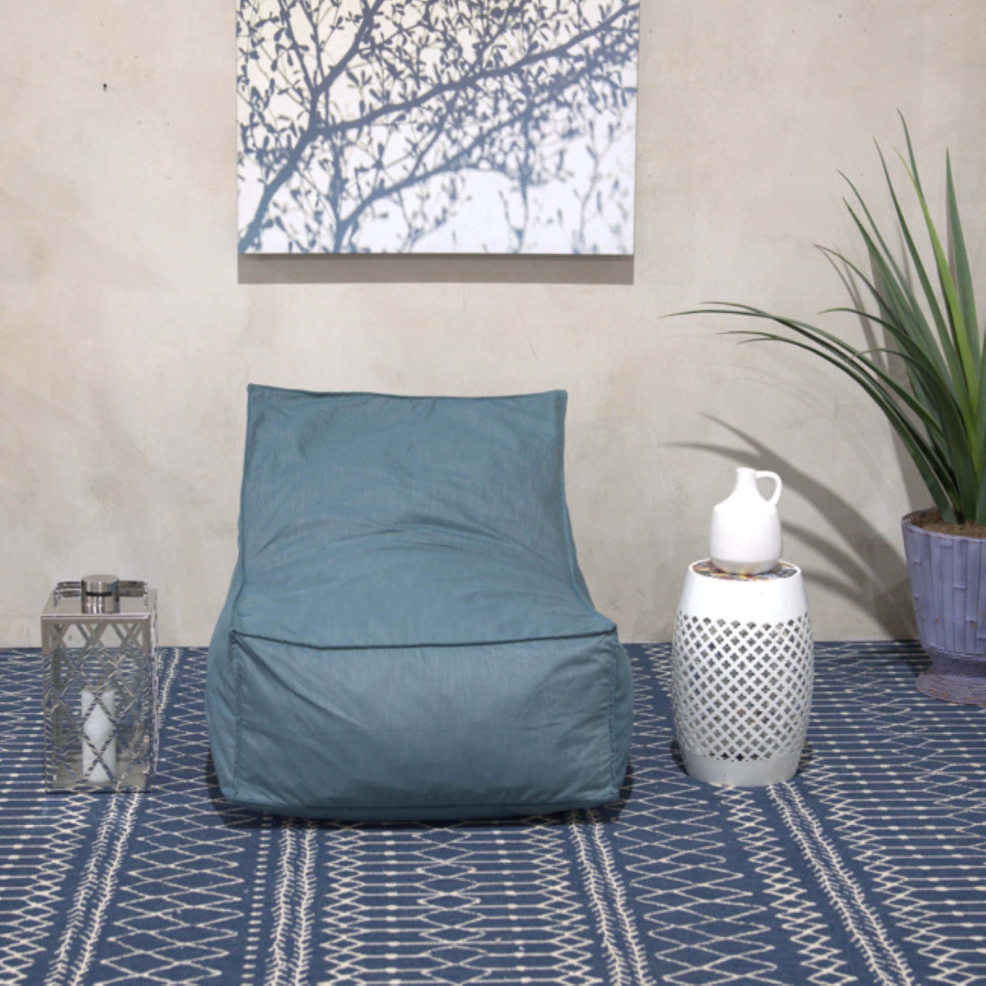 Ettie - Modern 3 Ft. Water Resistant Fabric Bean Bag Chair - Teal - Image 5