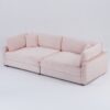 Elegant Corduroy Sofa With Throw Pillows And Backrests For Living Room Leisure - Pink - Image 11