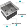 Modern Stainless Steel 15" Drop In Kitchen Sink Workstation With Accessories - Brushed Nickel - Image 7