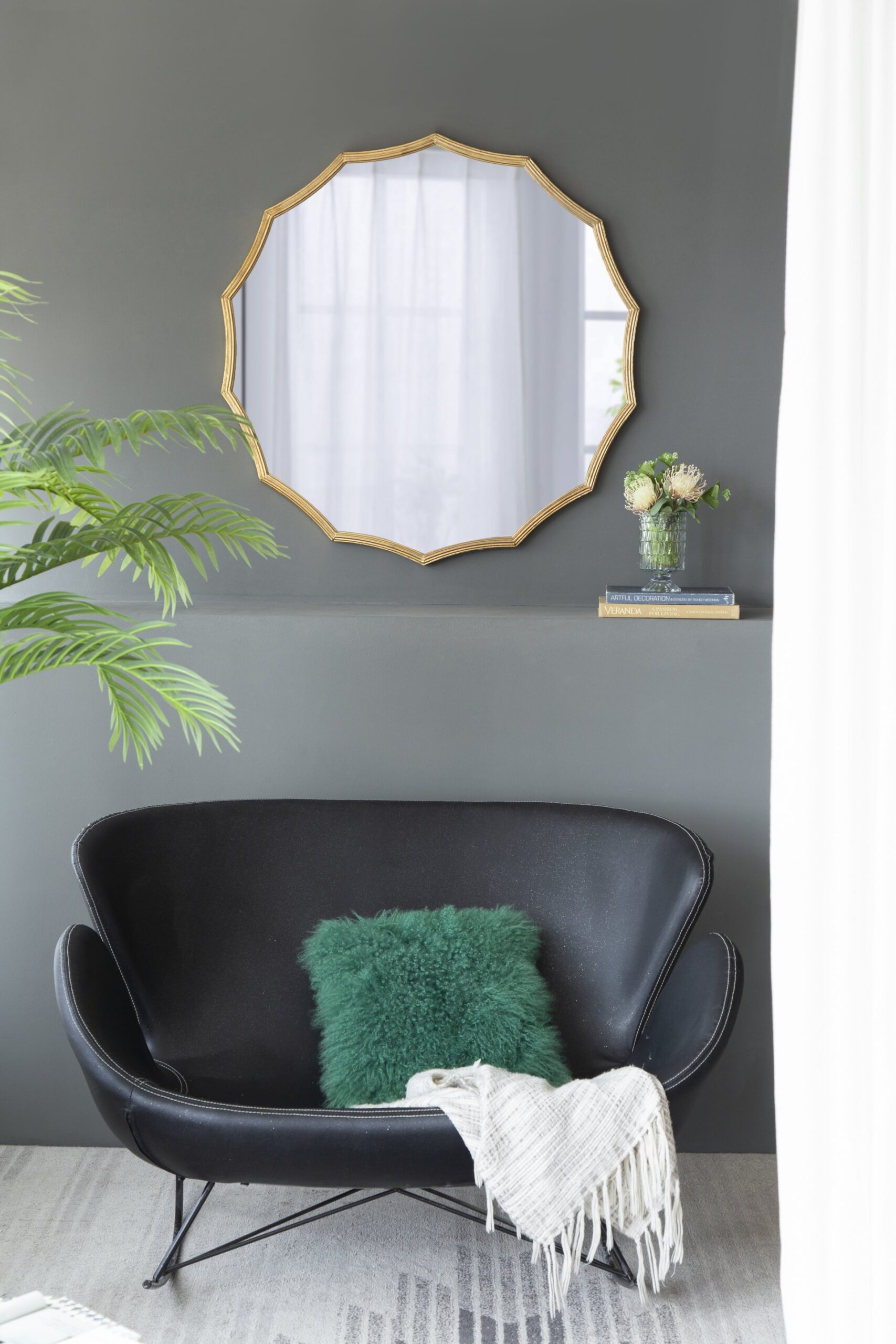 Round Sunburst Wall Mirror With, Wall Decor Mirror For Entryway Bedroom Living Room - Gold - Image 4