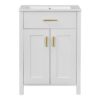 Bathroom Vanity Combo With Ceramic Sink, Luxurious Space-Saving Vanity, 2 Soft-Close Doors - Gold / White - Image 17