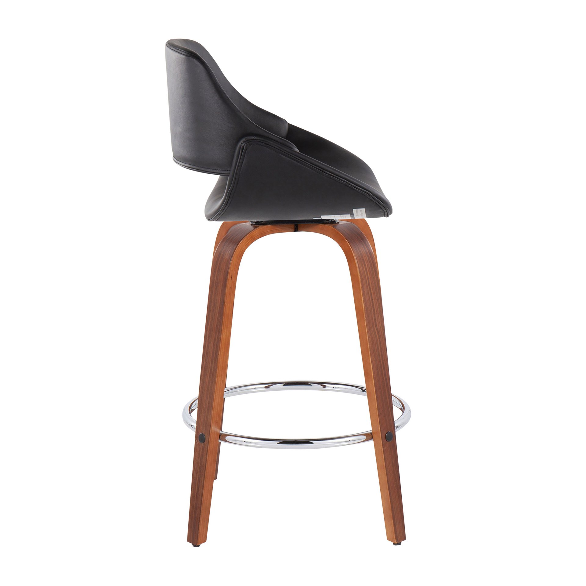 Fabrico - Mid-Century Modern Fixed Height Counter Stool With Round Footrest (Set of 2) - Walnut / Black - Image 3